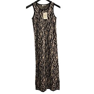 JDY Dress Womens S Animal Print Sweater Knit Maxi Sleeveless Office Career